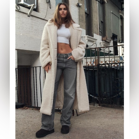 ZARA Long Fleece Coat - Picture 3 of 10